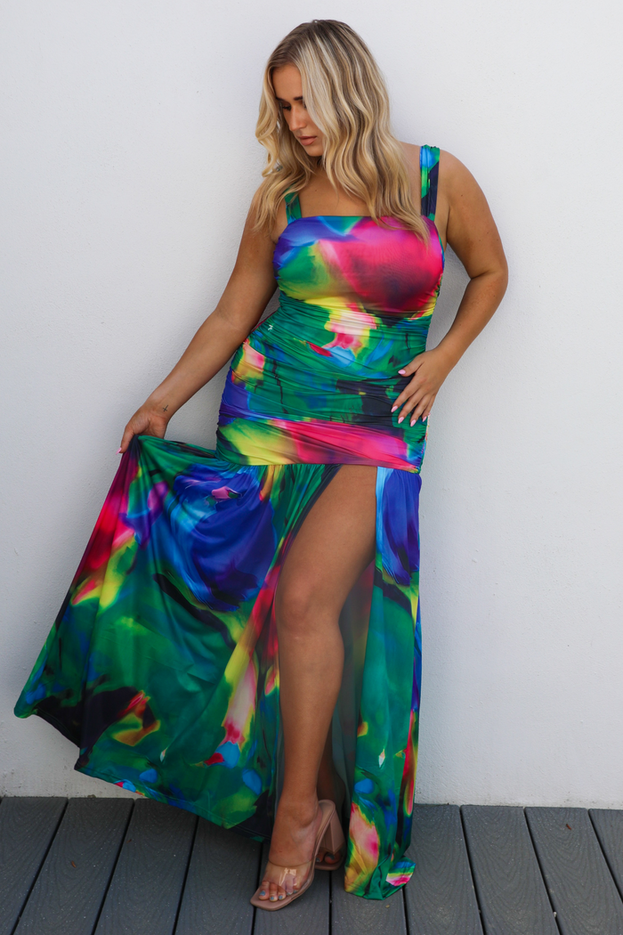 In The Tropics Maxi Dress: Multi