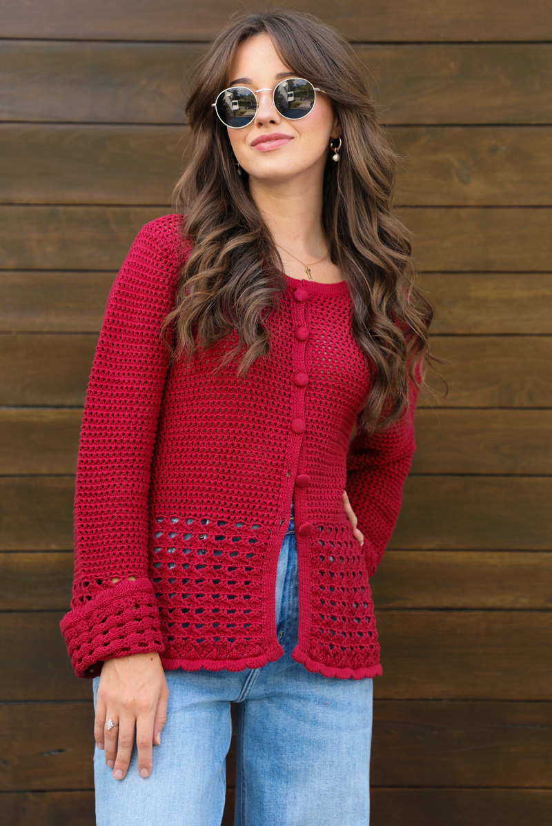 Remember Me Cardigan: Red