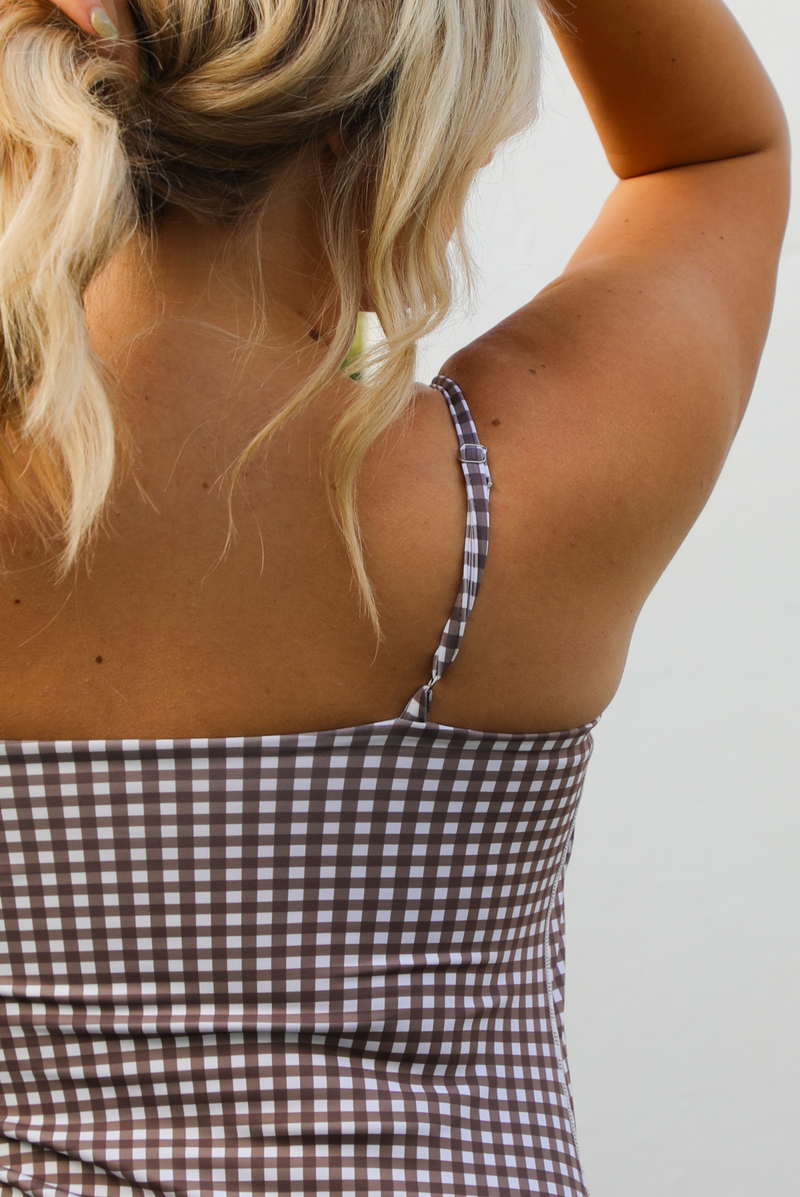 Warm Up Playsuit: Sand/White Gingham