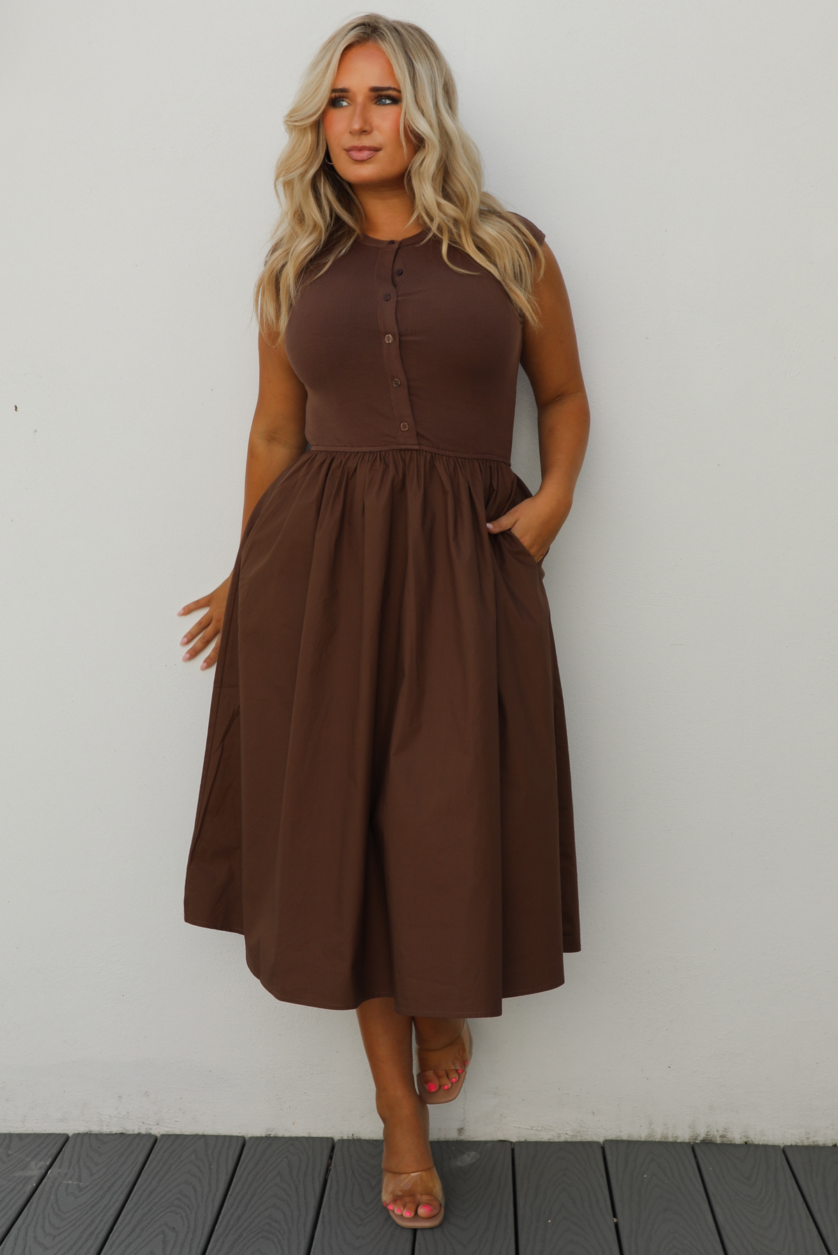 So Darling Midi Dress: Brown