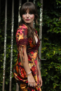 Autumn Inspired Maxi Dress: Burgundy/Multi