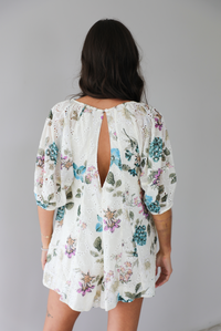 Everything You Do Romper: White/Multi Floral