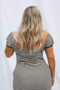 All Along Midi Dress: Beige/Black