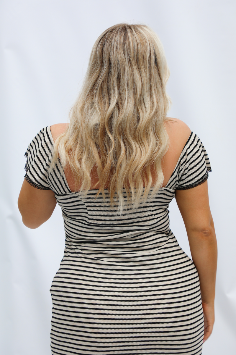 All Along Midi Dress: Beige/Black
