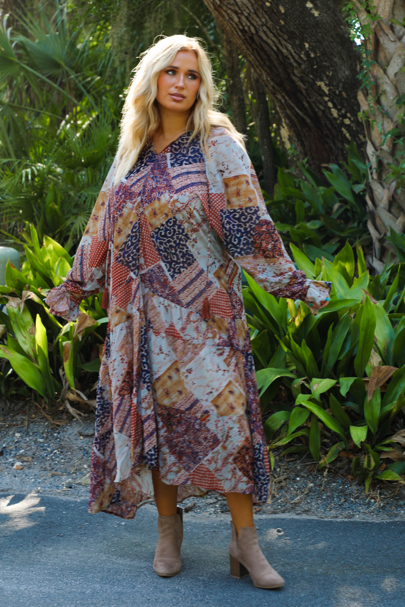Going Around Maxi Dress: Rust/Multi