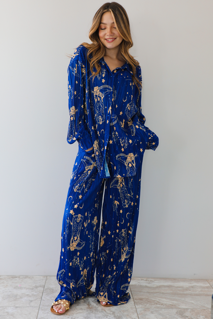 Moonlight Shirt With Pants Set: Navy/Multi