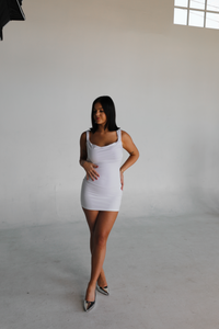 Back Appeal Mini Dress: White