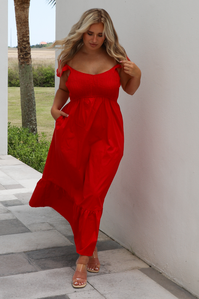 So Darling Midi Dress: Red