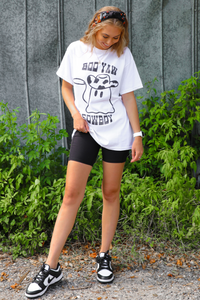 Boo Yaw Cowboy Tee: White/Black