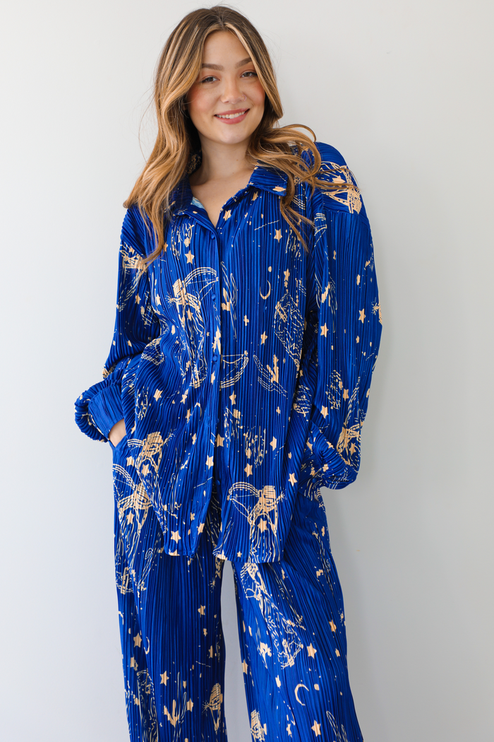 Moonlight Shirt With Pants Set: Navy/Multi