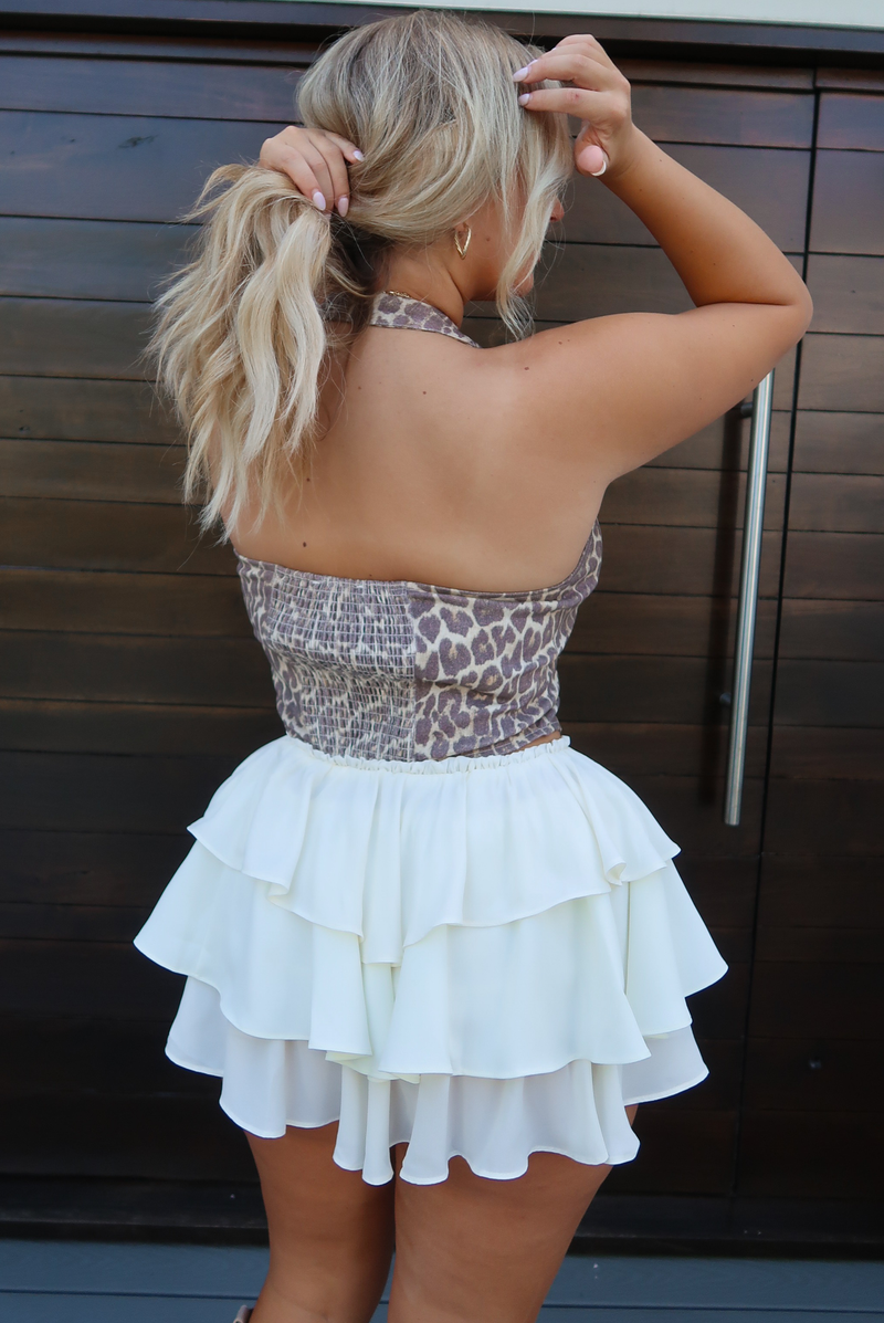 Run Into You Halter Top: Leopard