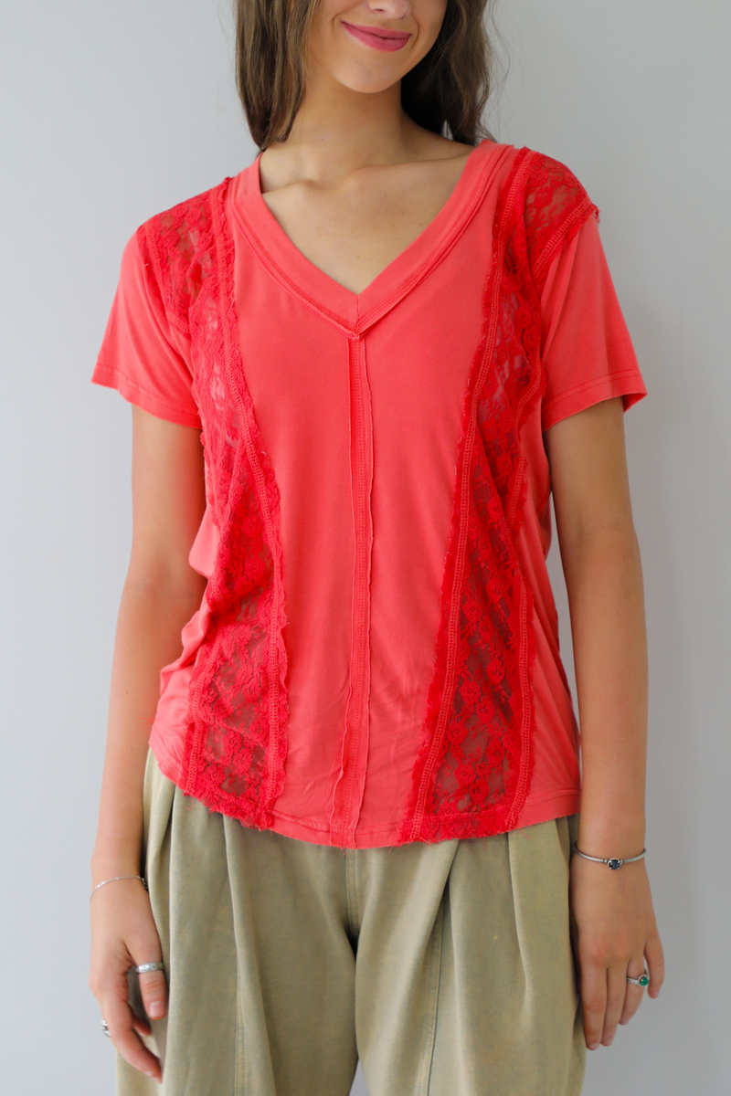 The Other Side Top: Coral Red