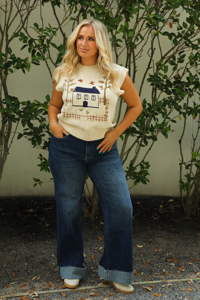 Homebody Sweater Vest: Cream/Multi