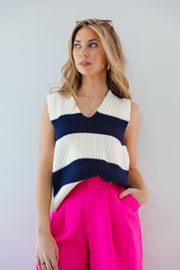 Look This Way Vest: Navy/Cream