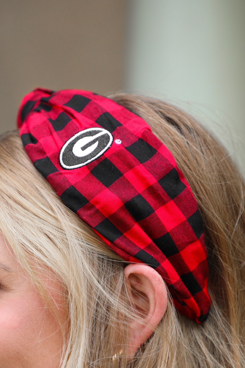 Gingham Headband: Red/Black