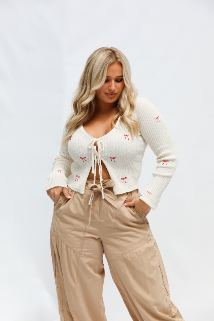 Pretty Bows Sweater: Ivory/Multi