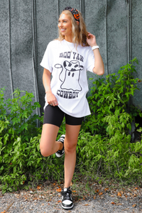 Boo Yaw Cowboy Tee: White/Black