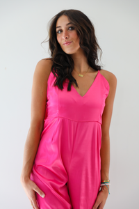 Rooftop Martinis Jumpsuit: Pink