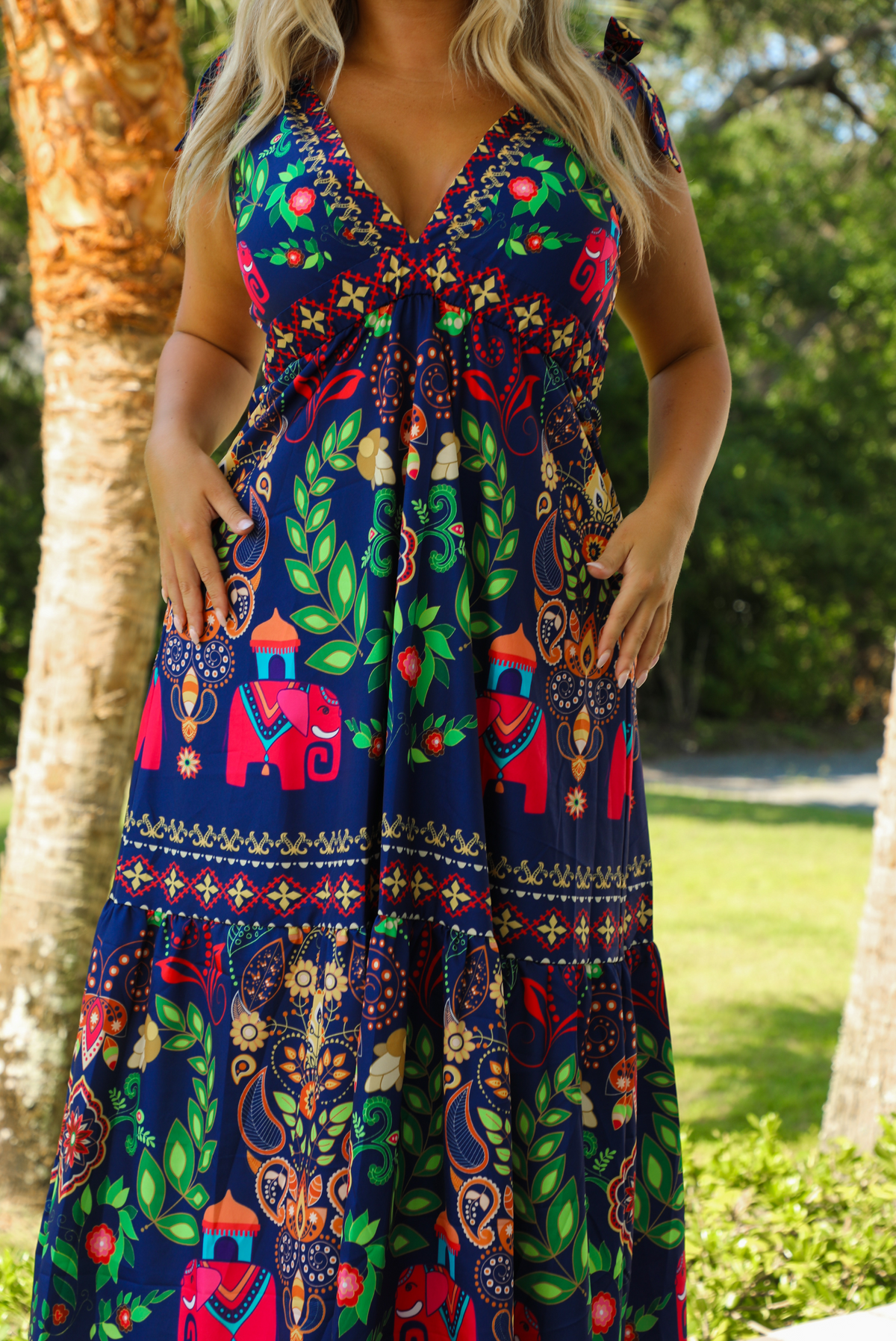 Sure Thing Midi Dress: Navy/Multi