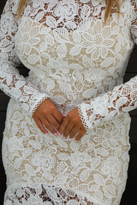 Pretty Bouquet Midi Dress: White/Nude