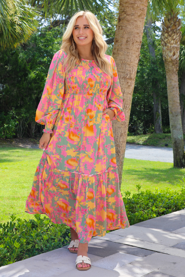 Find Me There Maxi Dress: Pink/Multi