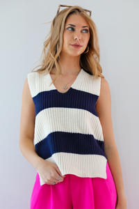 Look This Way Vest: Navy/Cream