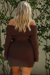 Morning Latte Sweater Dress: Brown