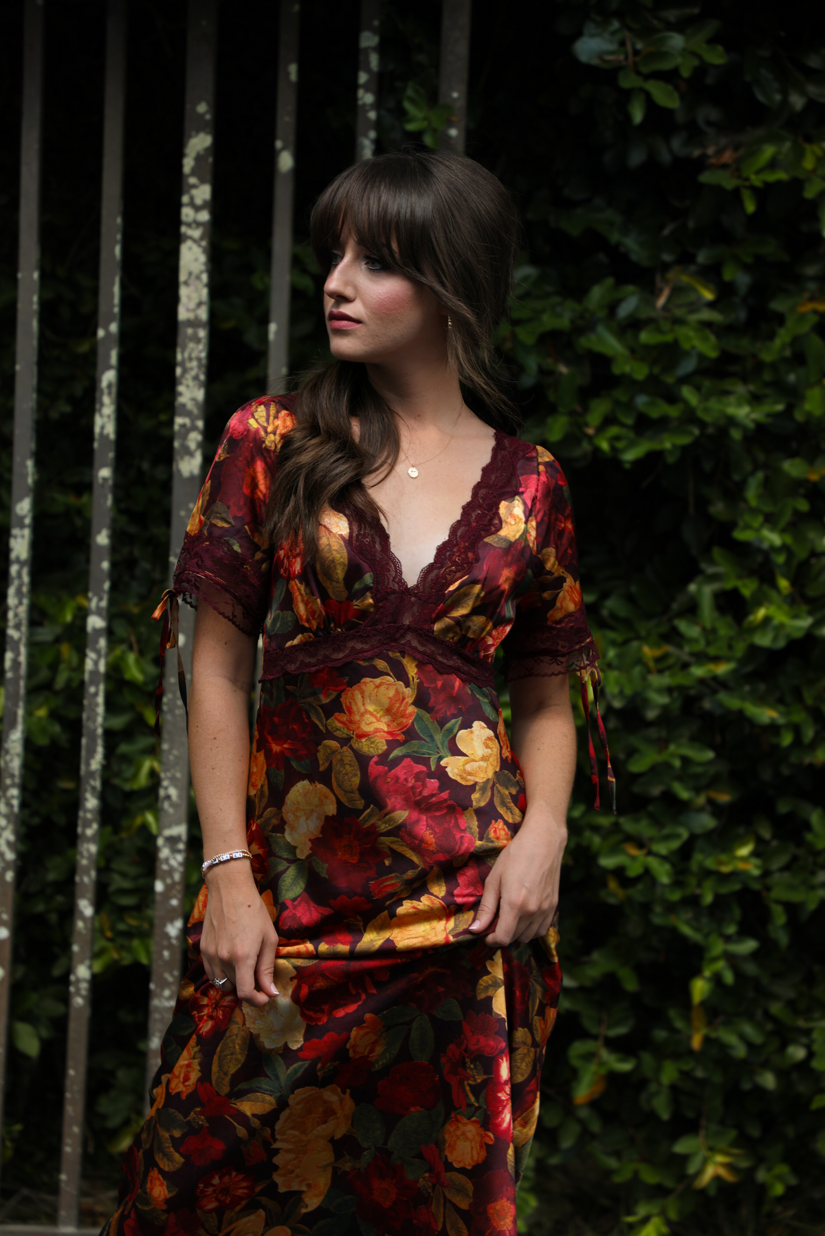 Autumn Inspired Maxi Dress: Burgundy/Multi