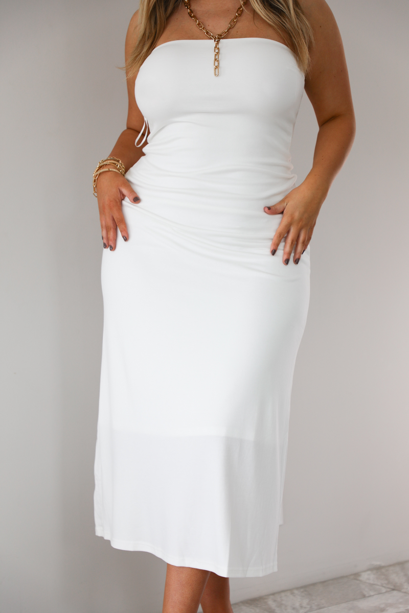 Basics Tube Midi Dress: White