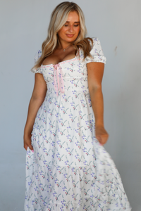 Maybe Yours Midi Dress: White/Multi Floral