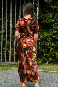 Autumn Inspired Maxi Dress: Burgundy/Multi