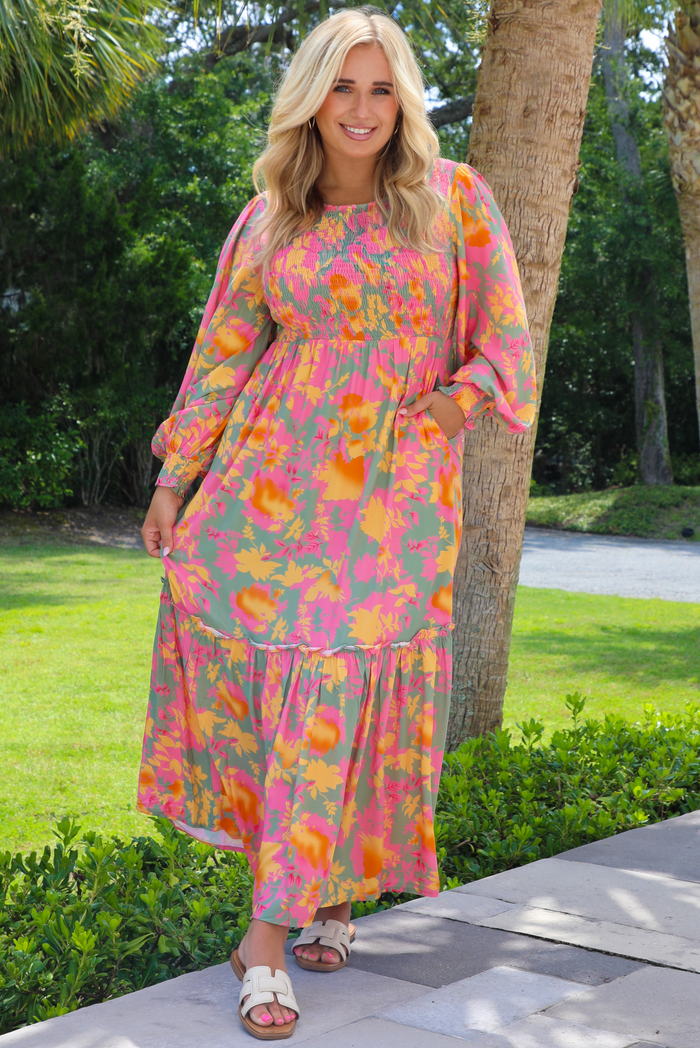 Find Me There Maxi Dress: Pink/Multi