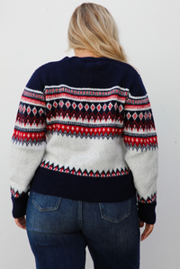 Between Moments Cardigan: Navy/Multi