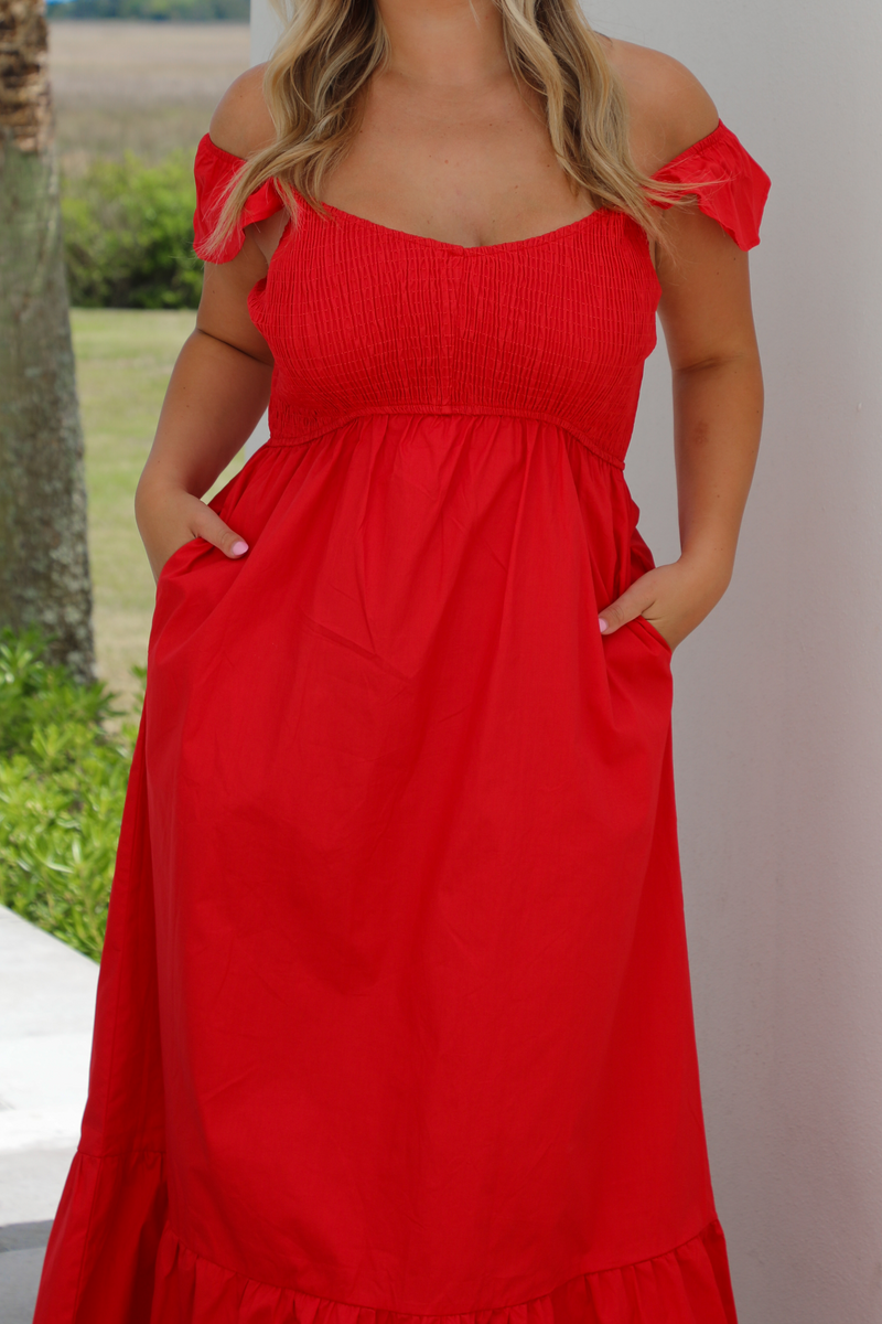 So Darling Midi Dress: Red