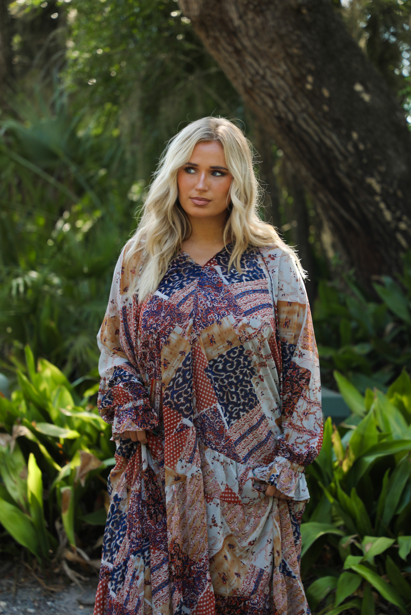Going Around Maxi Dress: Rust/Multi