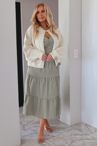 Draped In Pearls Cardigan: Ivory