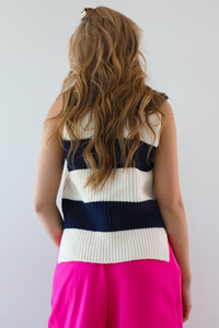Look This Way Vest: Navy/Cream