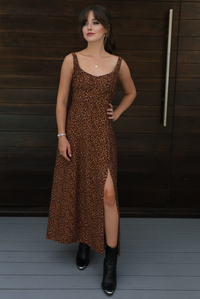 Let's Meet Up Dress: Rust/Black Leopard