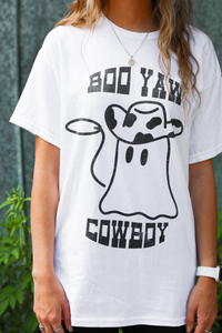 Boo Yaw Cowboy Tee: White/Black