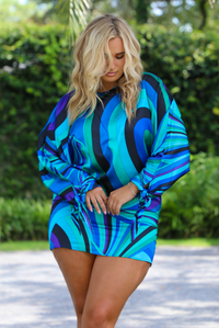 Too Real Mini Dress: Blue/Multi