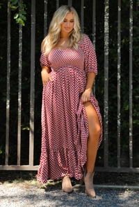 Anything You Can Maxi Dress: Red/White