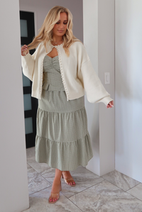 Draped In Pearls Cardigan: Ivory