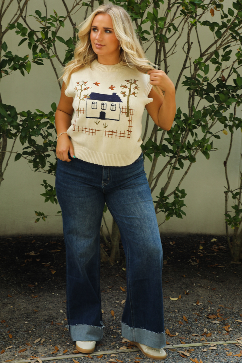 Homebody Sweater Vest: Cream/Multi