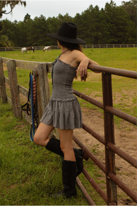 In The Saddle Dress: Charcoal/Grey