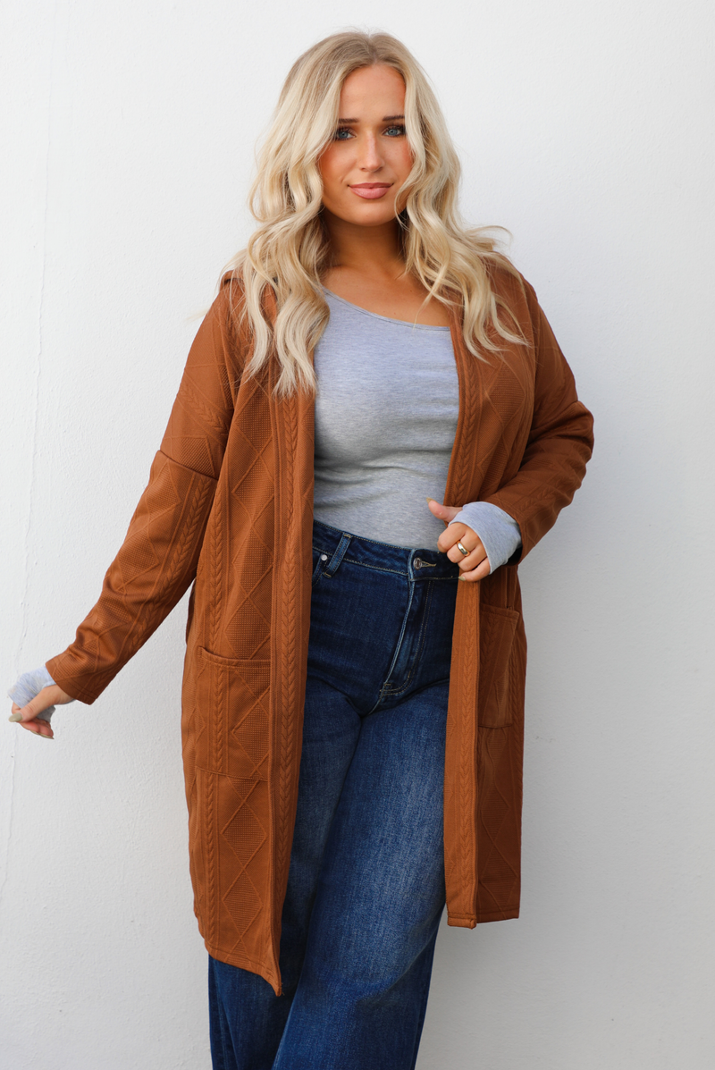 Down The Street Cardigan: Rust