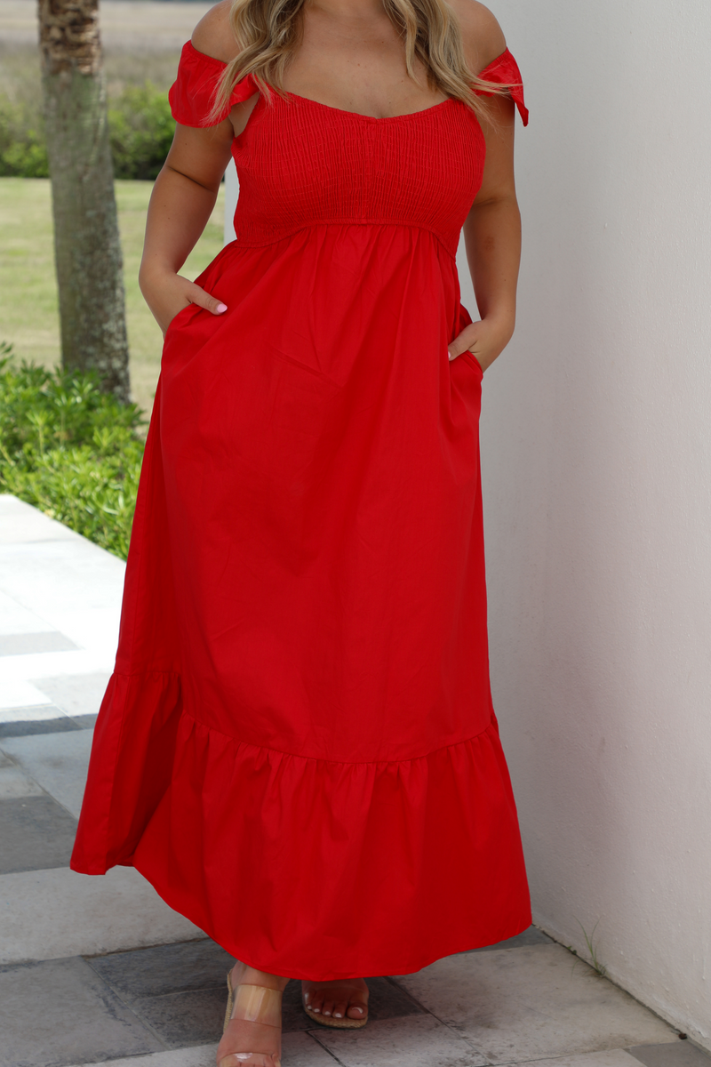 So Darling Midi Dress: Red