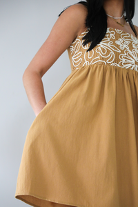 Straight Back To You Dress: Caramel/White