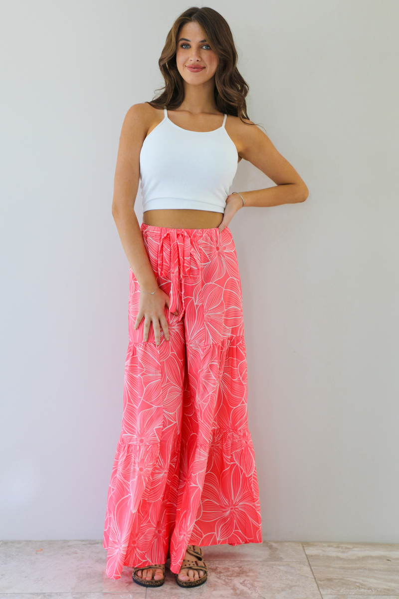 First Move Pants: Coral/Ivory