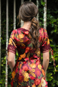 Autumn Inspired Maxi Dress: Burgundy/Multi