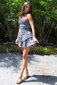 For So Long Dress: Navy/White